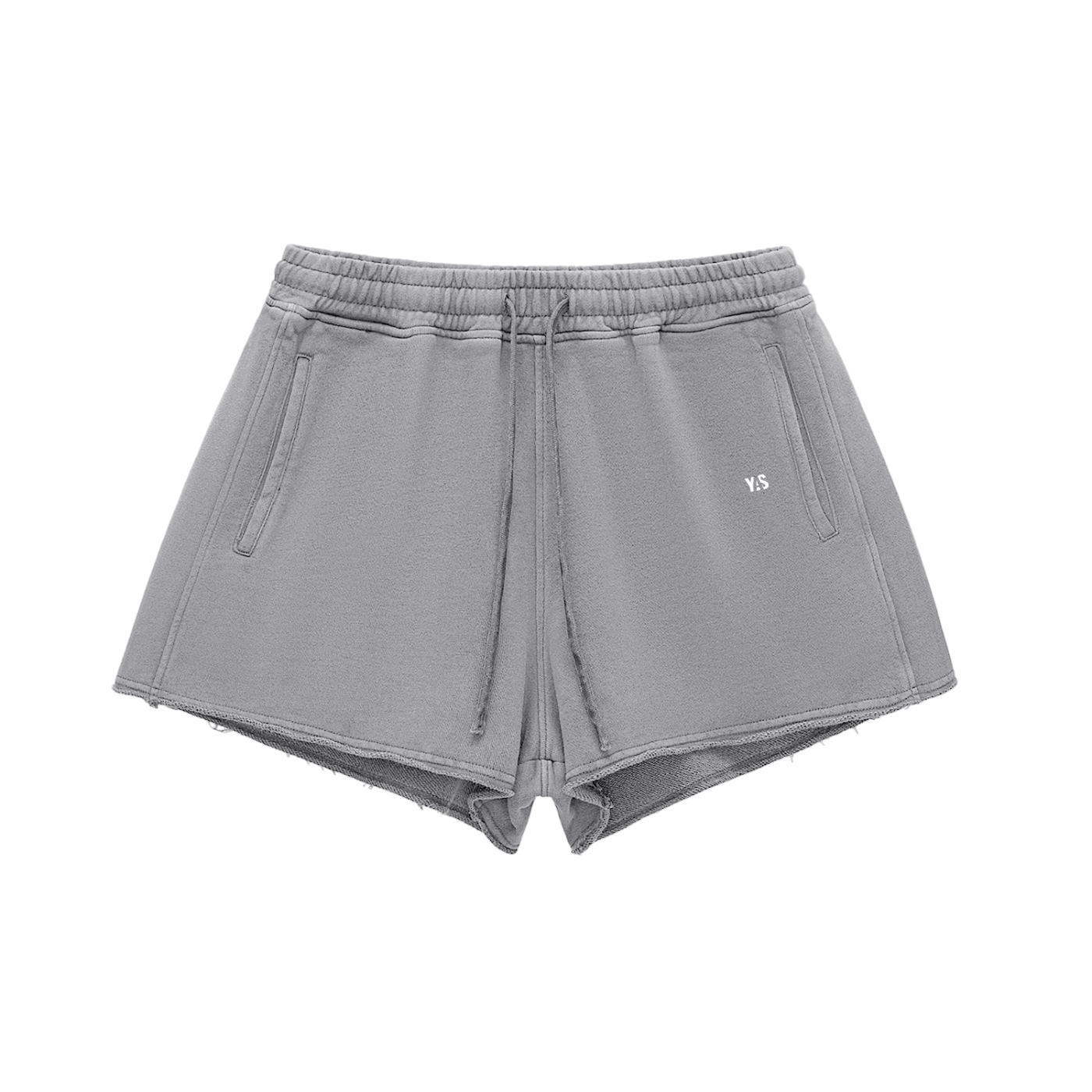 Women Snow Washed Raw Edge Drawstring Shorts