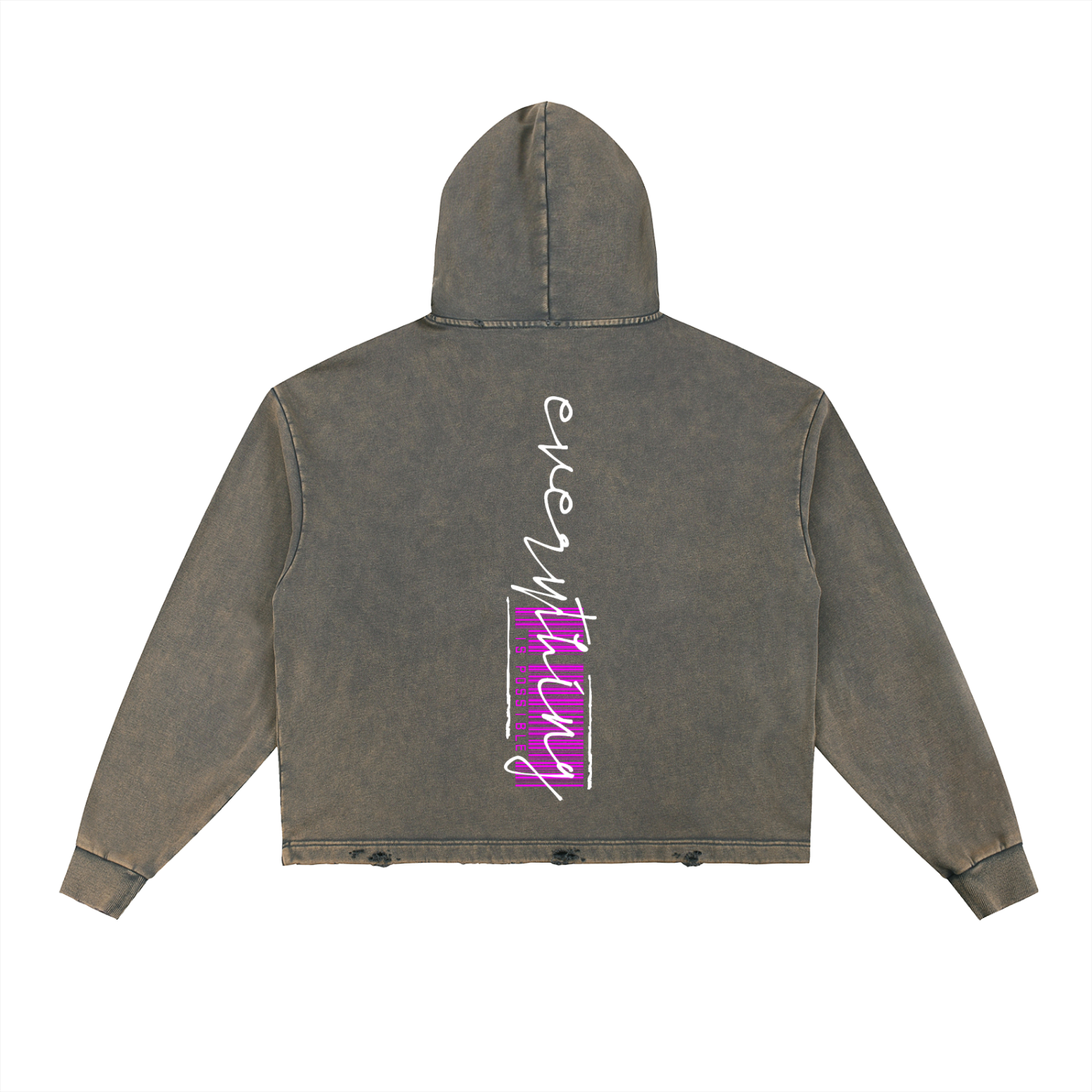 Vintage Washed Frayed-Hem Hoodie