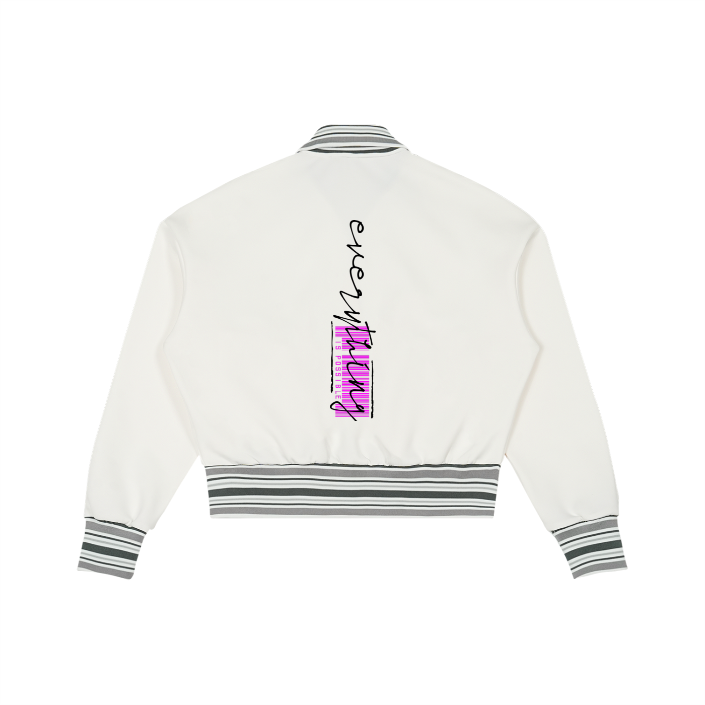 Striped Rib Collar Zip Jacket