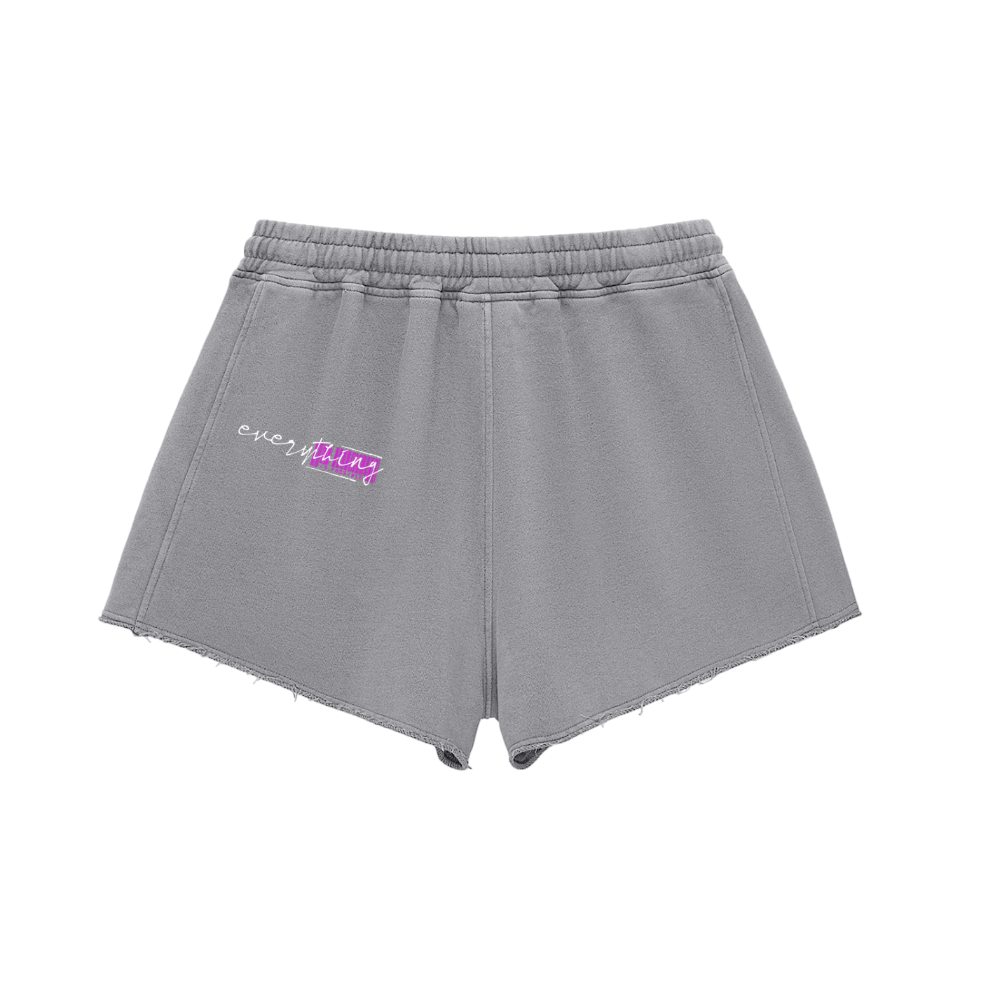 Women Snow Washed Raw Edge Drawstring Shorts