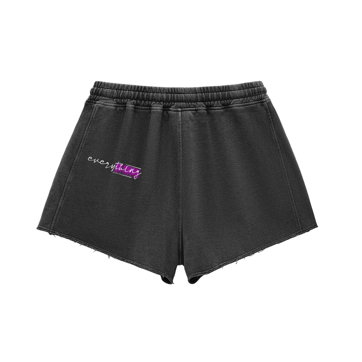 Women Snow Washed Raw Edge Drawstring Shorts